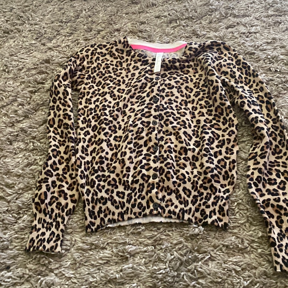 Cherokee girls leopard print cardigan size L 10/12 nwot